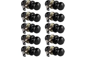 Probrico Door Knob 10 Pack, Matte Black Door Handles Colonial Ball Knob, Interior Passage Function Knobs for Closet Hallway