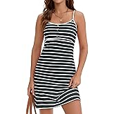 ONFERS Womens Spaghetti Strap Dress Striped Summer Mini Dresses Sleeveless Scoop Neck Beach Sundresses 2026