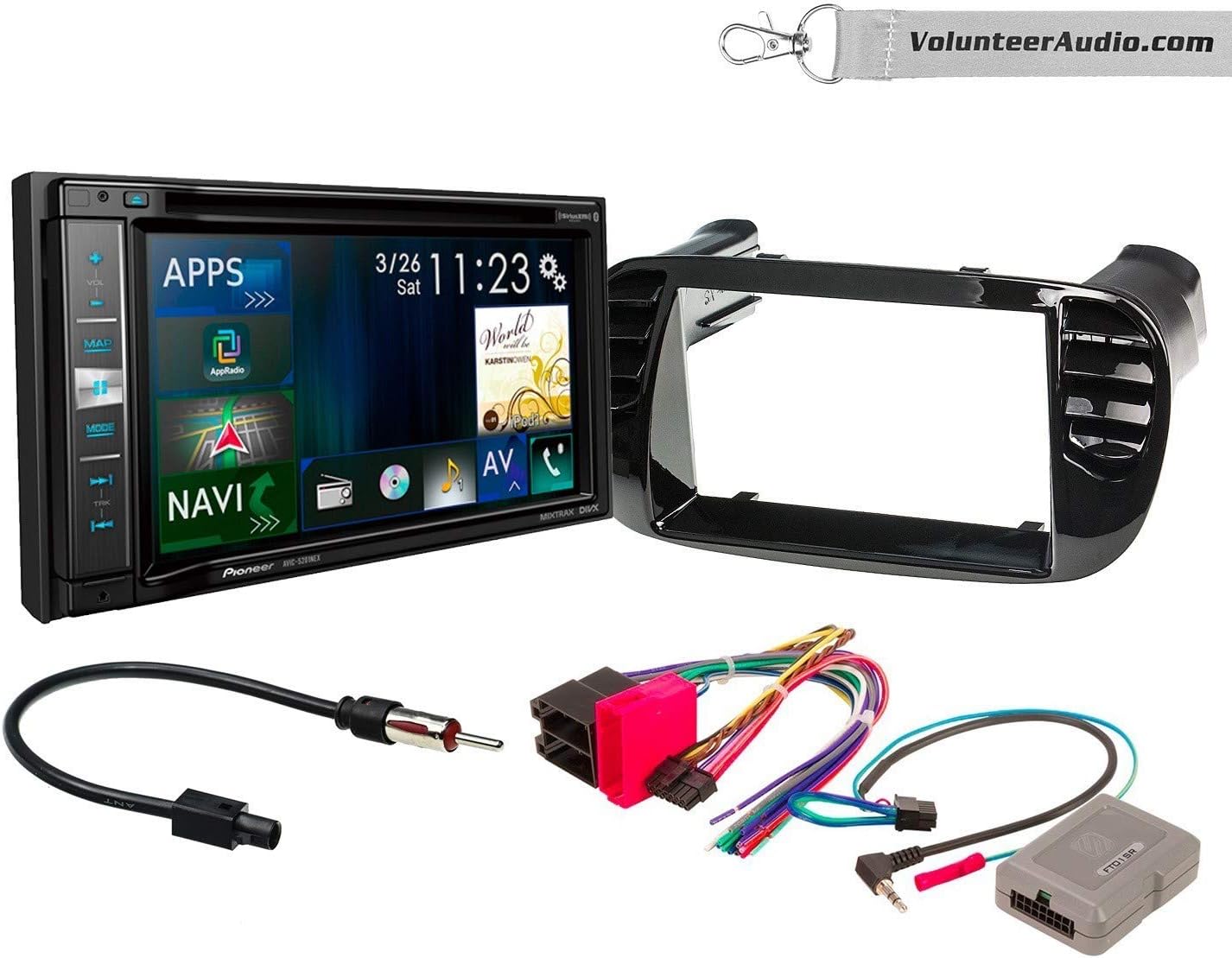 Pioneer AVIC-5201NEX Double Din Radio Install Kit With Apple CarPlay, Navigation, Sirius XM Ready Fits 2012-2015 Fiat 500 (Black)