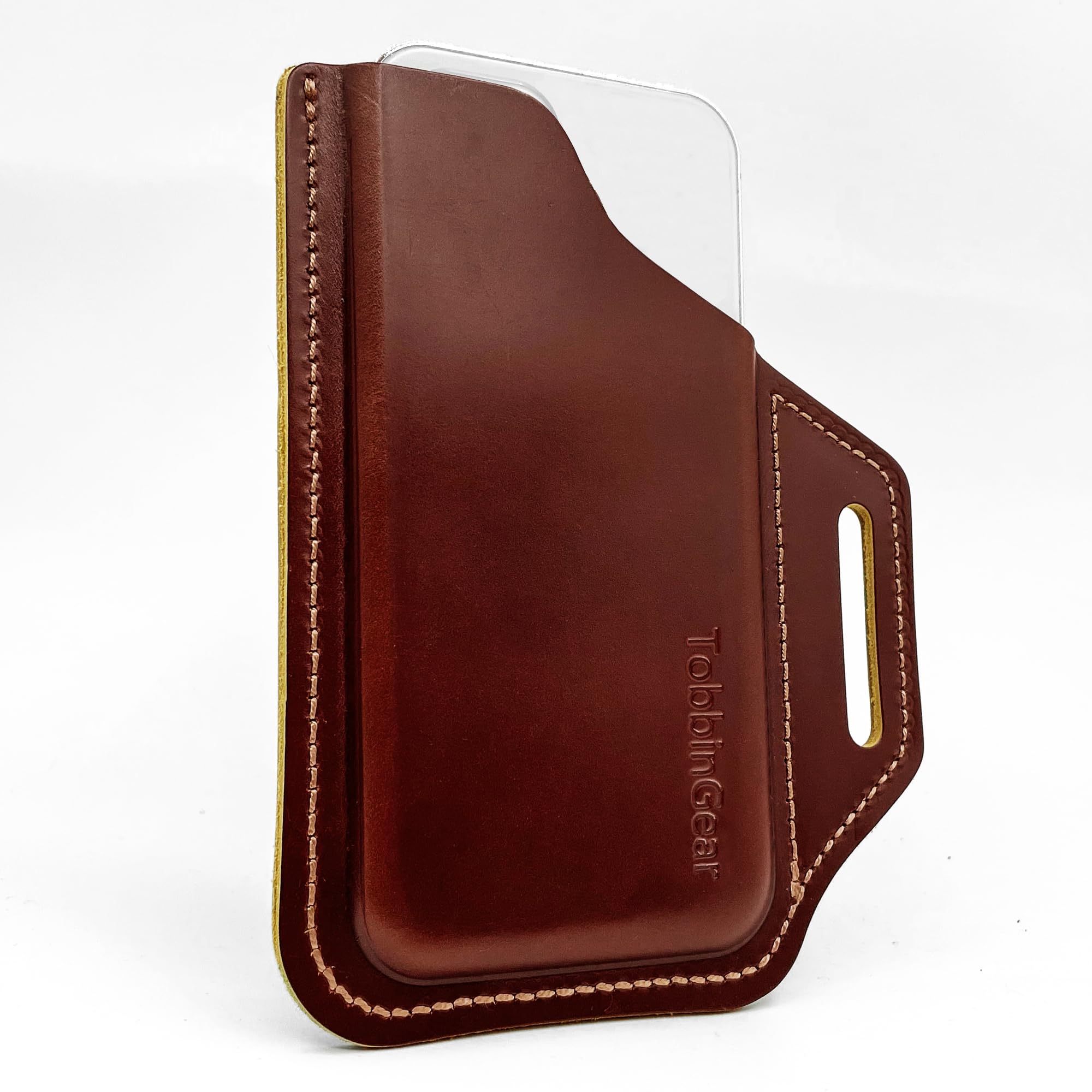 TobbinGear Leather Belt Phone Pouch, Left Handed Leather Cell Phone Holster, Universal Phone Case with Belt Loops, for Men and Women Coffee Medium