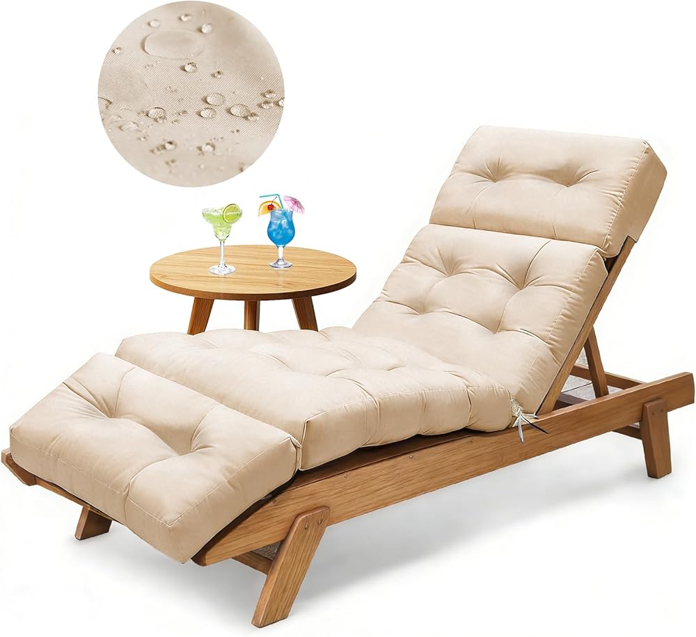 Outdoor Chaise Lounge Chair Cushion, 100% Waterproof Lounge Chair Cushions for Outdoor Furniture, 75.1 x 22.8 x 4.7 Inches Re