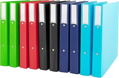Rapesco 1826 ECO 2-Ring Binder 38 mm A4 Pack of 10 Assorted Colours