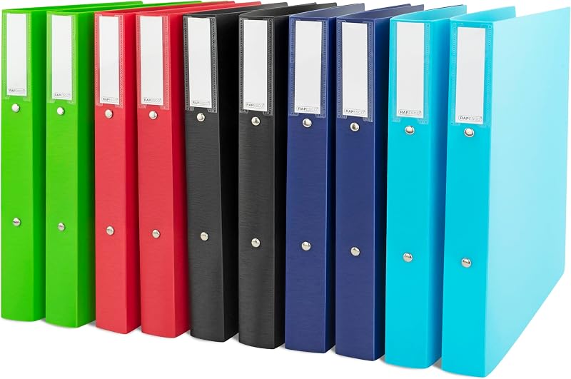 Rapesco 1826 ECO 2-Ring Binder 38 mm A4 Pack of 10 Assorted Colours