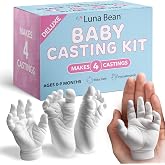 Luna Bean Baby Casting Kit - Hand &amp; Foot Keepsake Mold, 4pc, New Mom Gift | The original baby casting kit - captures newborn hand &amp; foot forever. Non-toxic. Makes 2 sets: one to keep, one to gift