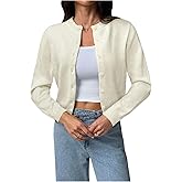 Verdusa Women's Button Down Short Cardigan Sweaters Elegant Lightweight Knit Outerwear
