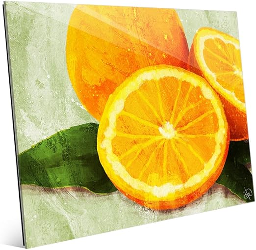 Amazon Com Painted Oranges On Green For Kitchen Wall Art Print On