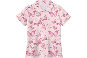 Uppodwarkid Girls Athletic Golf Tennis Shirts with Graphic Casual Breathable Quick Dry T-Shirts 5-16Y