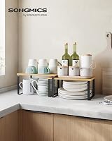 SONGMICS Spice Rack Set of 2 Cabinet Shelves Expandable Stackable view 2