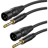 smbiutoofe XLR Male to 1/4, TRS to XLR Cable -15ft 2Packs Nylon Braided | Gold-Plated Connectors, Balanced 6.35mm (Quarter Inch) to Microphone Cable for Speakers, Mixers, Amplifiers