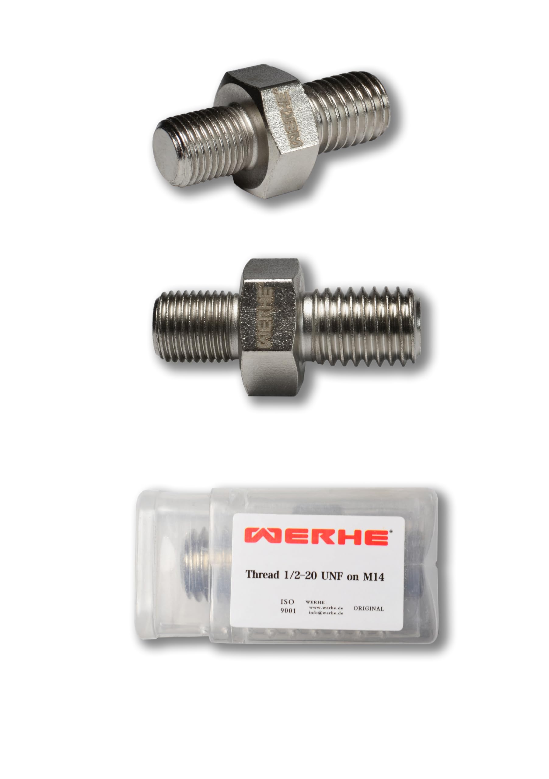 WERHE Thread Adapter 1/2-20UNF & M14 External, Alloy Steel - for Mixers, Drill Chucks