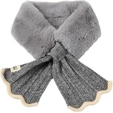 Keridean Women's Winter Scarf Soft Neck Warmer Cross Scarves Furry Thick Knitted Scarf Solid Collar for Casual Outdoor Wear