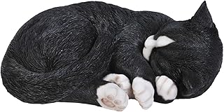 Vivid Arts Dekofigur Schlafende Katze, lebensecht, Gr. B, Schwarz / Weiß