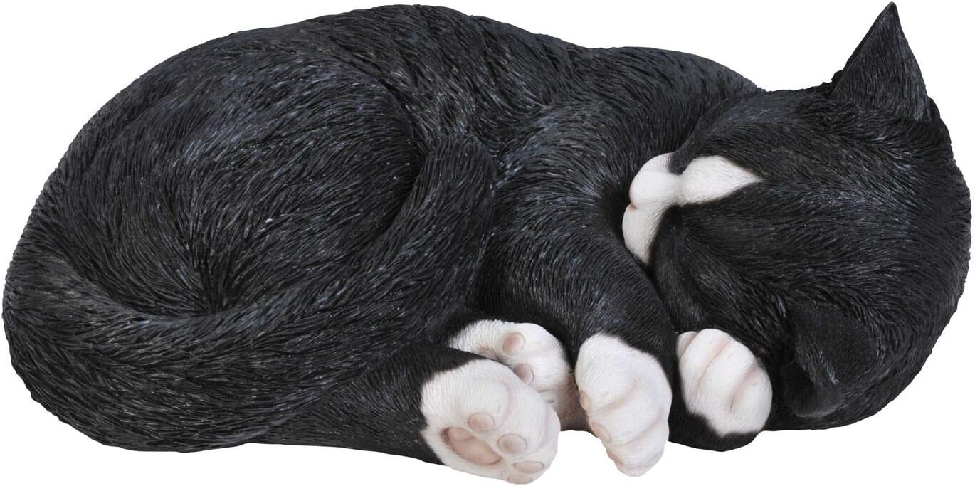 Vivid Arts Dekofigur Schlafende Katze, lebensecht, Gr. B, Schwarz / Weiß