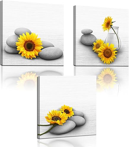 Lienzo Decorativo De Girasol Para Baño, Arte De Pared Para Dormitorio, Decoración Rústica De Girasol, Cocina, Amarillo, Vintage, Girasoles, Obras De Arte Para Paredes, Pinturas Para Decoración De