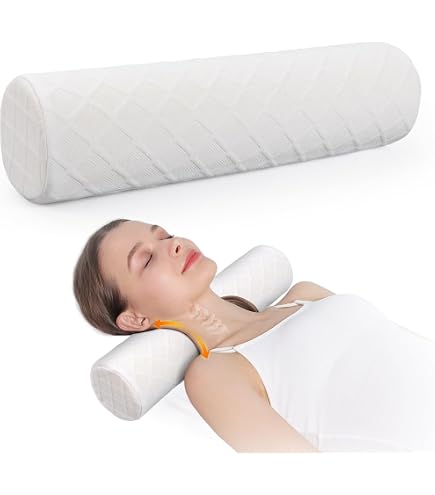 White Jackson Rollkissen, 43,2 X 17,8 Cm, Weiß – Nackenstütze, Reisekissen, Knieheber | Vielseitiges Stützkissen