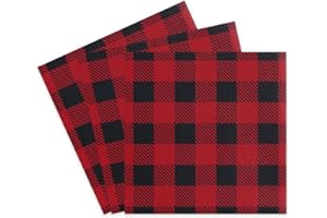 KMCCUMBER 80 Pcs Christmas Paper Napkins, Buffalo Plaid Christmas Napkins Merry Christmas Checkered Napkin Hand Towel for Xmas Holiday Party Supplies, 6.5 x 6.5 Inch