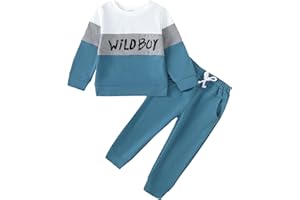 KIMI BEAR Toddler Baby Boy Clothes Fall Winter Long Sleeve Sweatshirt Pullover Tops + Joggers Pants Outfit Set