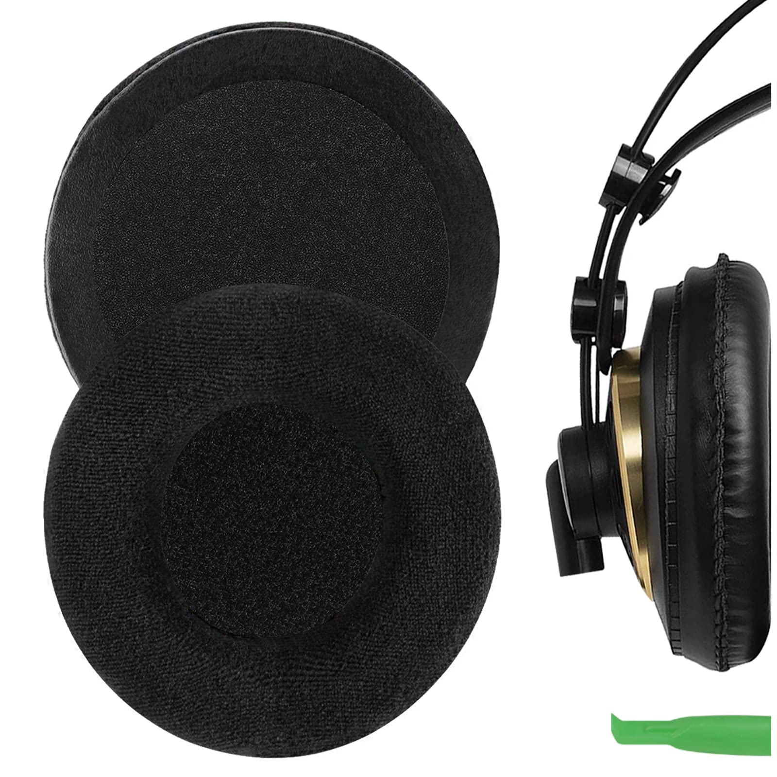 Geekria Comfort Velour Replacement Ear Pads for AKG K240/ K240S/ K240MKII/ K241/ K270/ K271/ K271S/ K272/ K52/ K72/ K92/ K242/ K340/ K550/ K551 Headphones, Ear Cushions (Black)