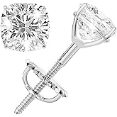 Moissanite Stud Earrings, 0.5ct-3ct D Color VVS1 Clarity All Shapes Moissanite 14K White Gold Plated 925 Sterling Silver Simulated Diamond Earrings For Women