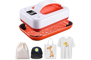 SIHANM Mini Heat Press Machine - 7" × 5" Portable Heat Press Rapid Even Heat T-Shirts HTV Vinyl Masks Hats Sublimation Heat Transfer Iron with Precise Temperature Control Insulated Base (Orange)