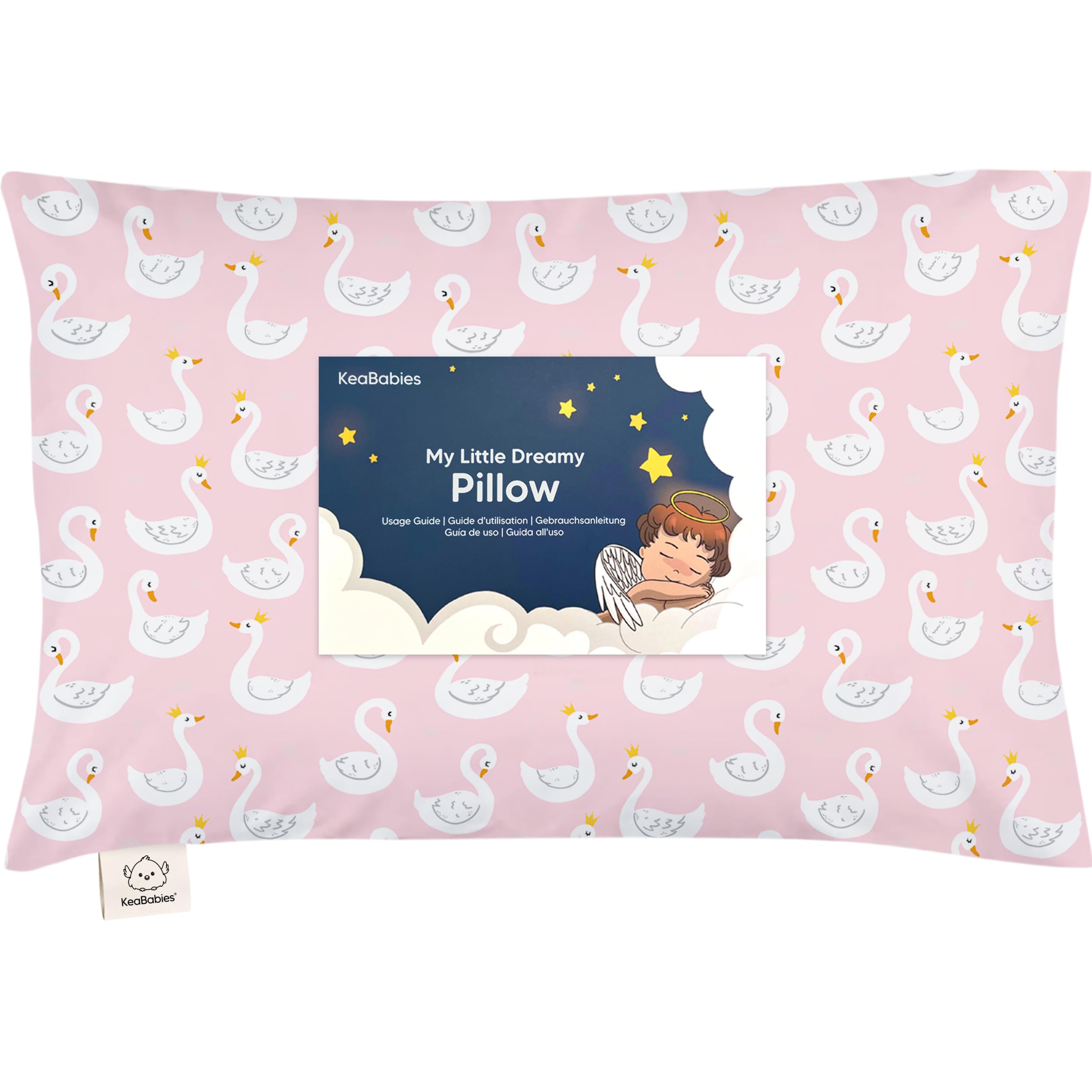 Photo 1 of Toddler Pillow with Pillowcase - 13x18 My Little Dreamy Kids Travel Bed Pillows for Sleeping, Organic Cotton Small Pillowcase, Soft & Breathable, Machine Washable, Toddlers 2-5 Years Old (Swan Lake)