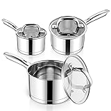 E-far Stainless Steel Saucepan with Lid Set - 1QT