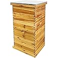 PRIJESSE 5-Layer Langstroth Bee Hive, Beehive Dipped in 100% Beeswax, Bee Hives and Supplies Starter Kit, Includes 3 Medium Bee Hive Super & 2 Deep Bee Boxes for Beginners（No Frames