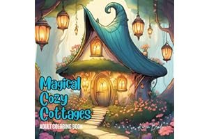 Adult Coloring Book: Magical Cozy Cottages - 60 Unique Illustrations of Whimsical Homes, Fairy Mushrooms, Charming Cottages, Stress Relief and Relaxation, large print