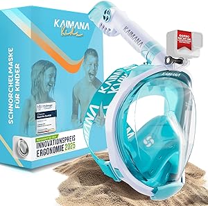 Die Preisgekrönte KAIMANA® Schnorchelmaske für Erwachsene & Kinder - absolut CO2 sicher - inkl. Tragetasche - Tauchermaske Erwachsene - Vollgesichtsmaske Tauchmaske