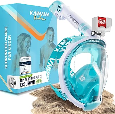 Die Preisgekrönte KAIMANA® Schnorchelmaske für Erwachsene & Kinder - absolut CO2 sicher - inkl. Tragetasche - Tauchermaske Erwachsene - Vollgesichtsmaske Tauchmaske