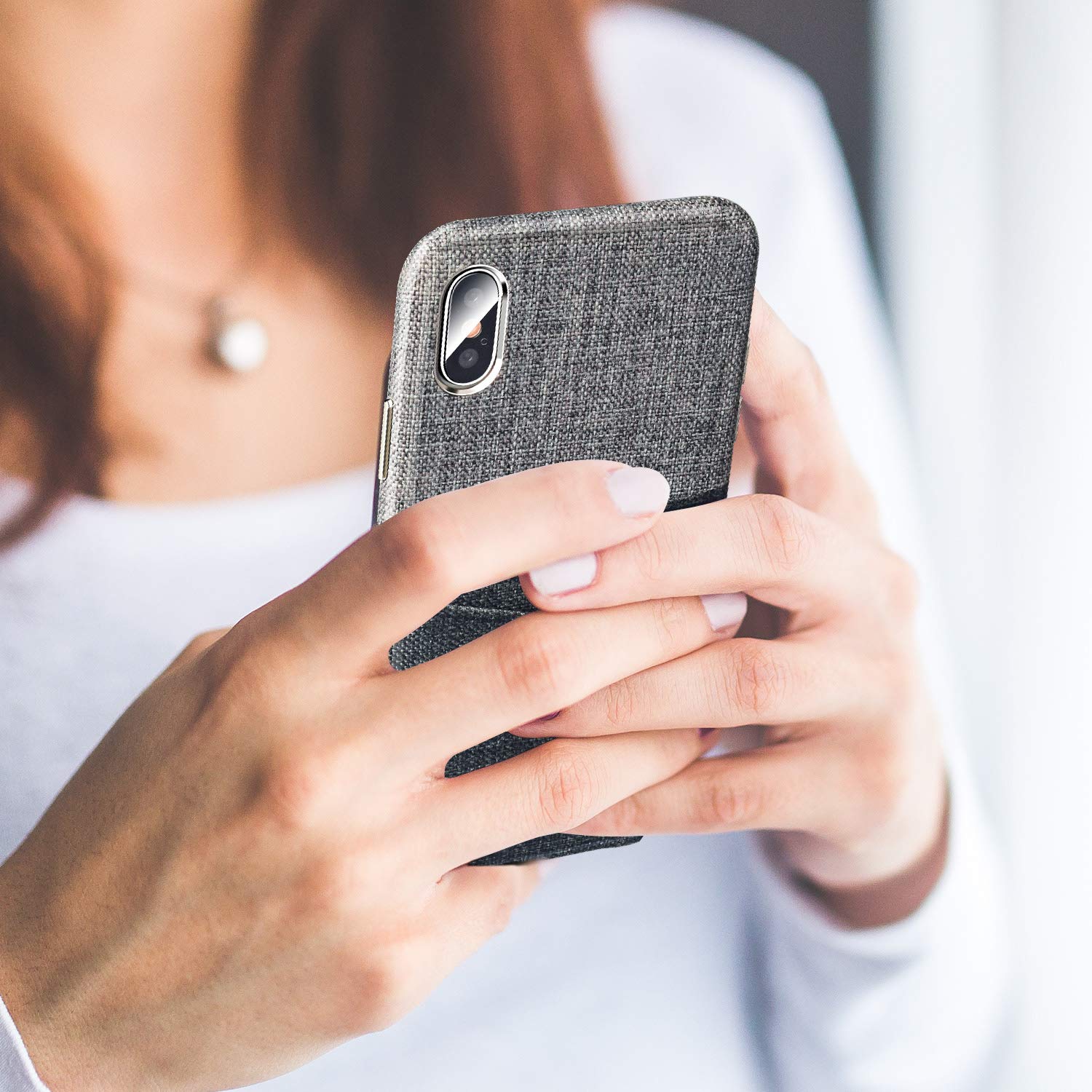 PARFASE iPhone Xs Max Wallet Case, iPhone Xs Max Case Soft Cloth Fabric Case with 2 ID Credit Card Holder Slots for Apple iPhone Xs Max 6.5 inch (Gray/Black)