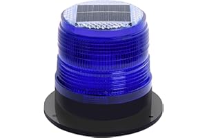 QXMH Solar Strobe Warning Light: Strong Magnetic Base Waterproof Traffic Light,Solar Safety Flashing LED Lamp for Construction, Traffic, Factory, Safety Sign, Crane Tower, Boat Navigation (Blue)