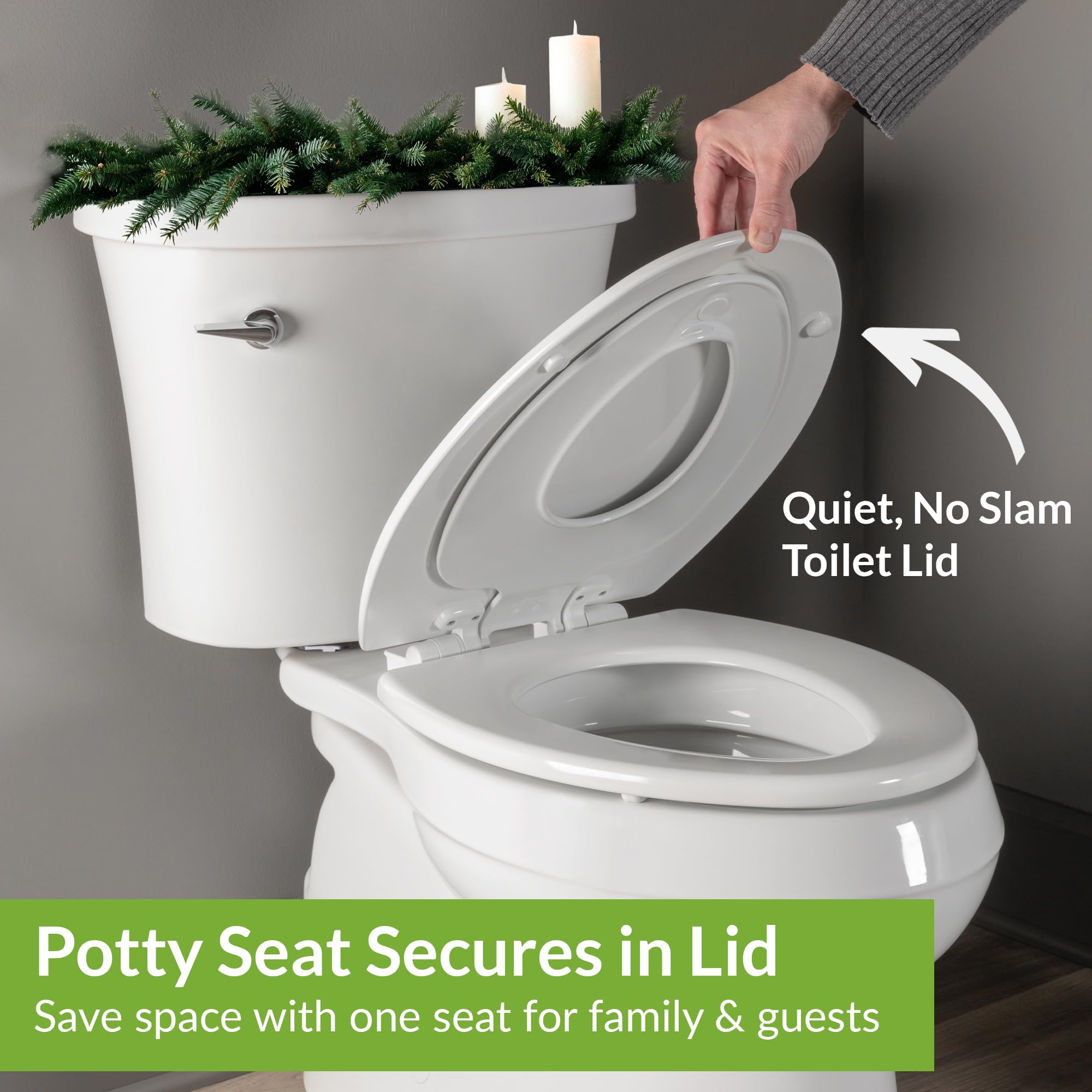 Mayfair NextStep2 Slow-Close Toilet Seat with Built-In Toddler Potty Training Seat, Removable, White, Elongated