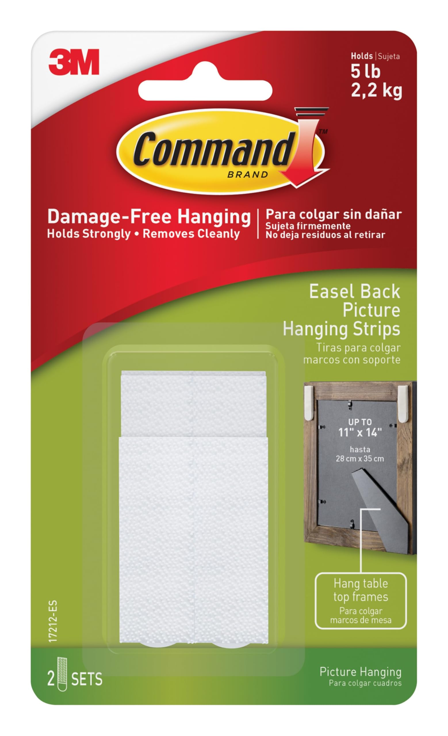 3M Command Easel Back Picture Hanging Strips 2 Set S2 Black Set S, Acrylic, Multicoloured, 3-Piece
