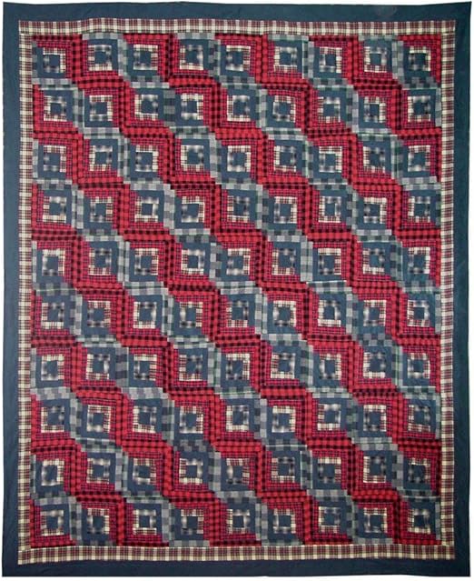 Amazon Com Patch Magic Twin Red Log Cabin Quilt 65 Inch By 85