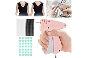 TAOMOIUP Tagging Gun for Clothes, Stitchy Quick Clothing Fixer,Quick Stitch Sewing Hemming Gun,Mini Stitch Gun for Clothes, 550 Black & 550 White Micro Fasteners (Pink）