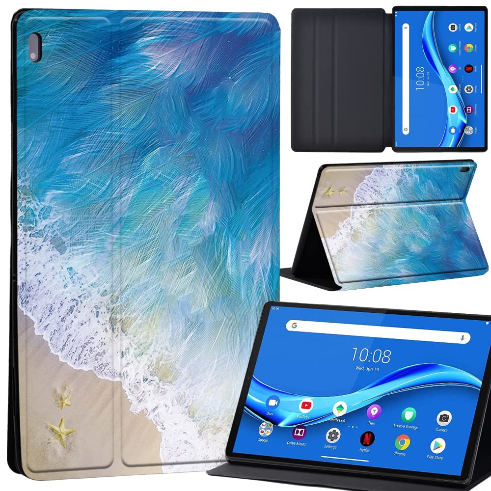 Case For Lenovo Tab M10 FHD Plus 10.3 inch (TB-X606X TB-X606F) Leather Case with Auto Wake-up, Flip Case for Lenovo Tab M10 FHD Plus Cover (feather beach)