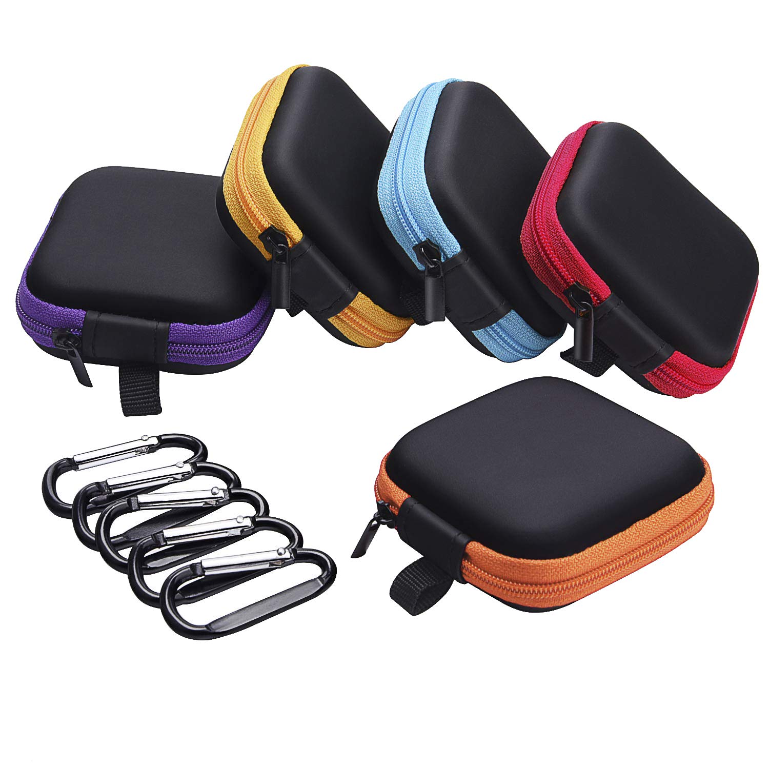 Sunmns 5 Pieces in Ear Bud Earphone Headset Headphone Case Mini Storage Carrying Pouch Bag with