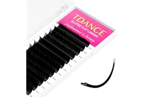 TDANCE Classic Lash Extensions Flat Lashes Eyelash Extensions 0.15mm D Curl Ellipse Eyelash Extensions 8-15mm Mixed Black Matte Individual Lashes Salon Use(Flat,D-0.15,8-15mm)
