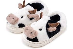 WENPOUTR Kids Toddler Slippers - Fuzzy, Lightweight EVA Sole Outdoor Shoes