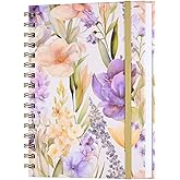 OMEYA Spiral Notebook, A5 Lined Journal for Women, Hardcover Spiral Journal with 2 Pockets, College Ruled Notebooks, Cute Notebook for Office, School Supplies, Gifts (160 Pages, 6.3" x 8.46", Iris)