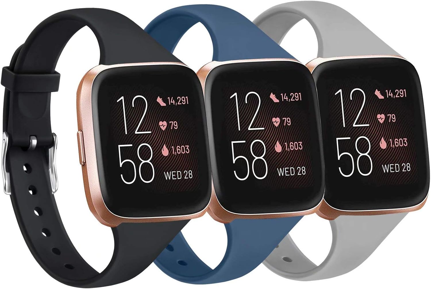 Amazon.com: Tobfit Pack 3 Slim Bands Compatible with Fitbit Versa 2