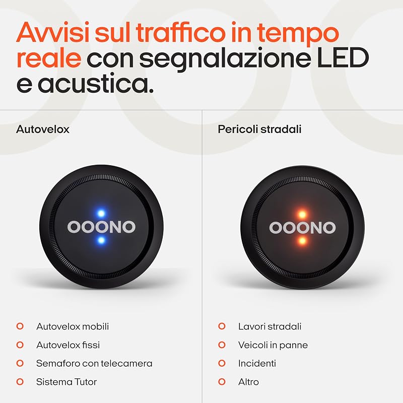 Co-Driver 1 rilevatore autovelox nero – avvisi autovelox e pericoli in tempo reale | senza abbonamento | batteria al litio 3 V | compatibile Apple CarPlay e Android Auto