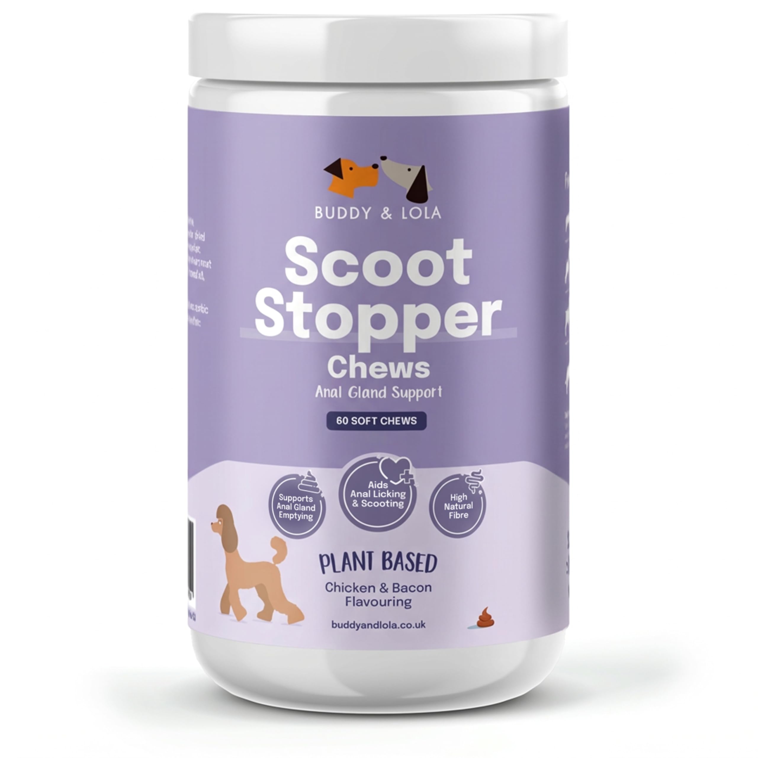 Buddy & Lola Scoot Stopper Anal Gland Chews For Dogs - High Fibre Chews To Stop Scooting and Licking Under Tail with Natural Fibre Ingredients For Dogs Dandelion Root, Pumpkin Powder and Beet Pulp