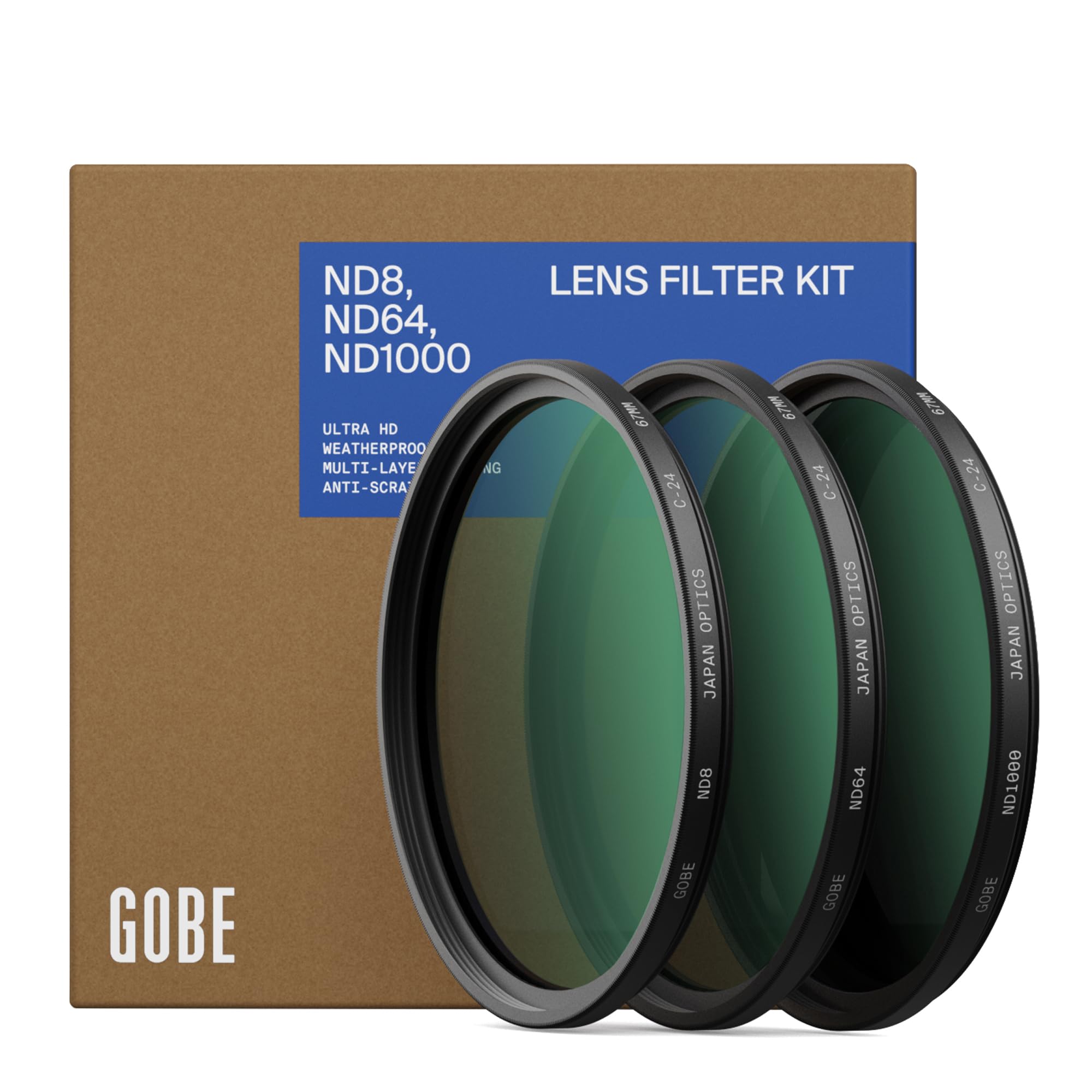 Gobe 95mm ND8, ND64, ND1000 Lens Filter Kit