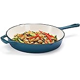 Bruntmor Cast Iron Pan 25cm - Cast Iron Skillet with Pour Spout, Round Frying Pan - Cast Iron Cookware, Crock Pot - Cooking T