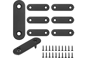 Masendelk 16Pcs Flat Bracket, Stainless Steel Straight Brace, Metal Straight Corner Brace, Black Straight Bracket, Flat Fixing Mending Joining Plate with Screws - 50 x 16 x 2mm