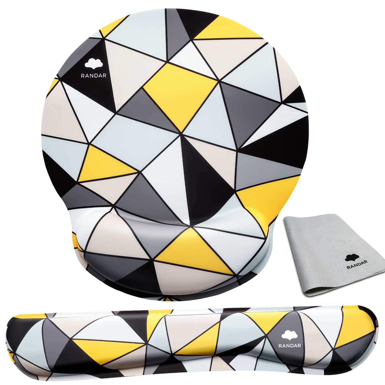 RANDAR Mouse Pad with Wrist Support Keyboard Wrist Rest Set Ergonomic Design Large Mouse Pad with Anti-Slip Rubber Base Premium-Textured Pain Relief for Computer Laptop Mac (Grey)