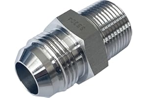 HFS (R) 3/4" NPT Male to 3/4" JIC Male Adapter Flared Tube Fitting Pipe Connector Stainless Steel 304