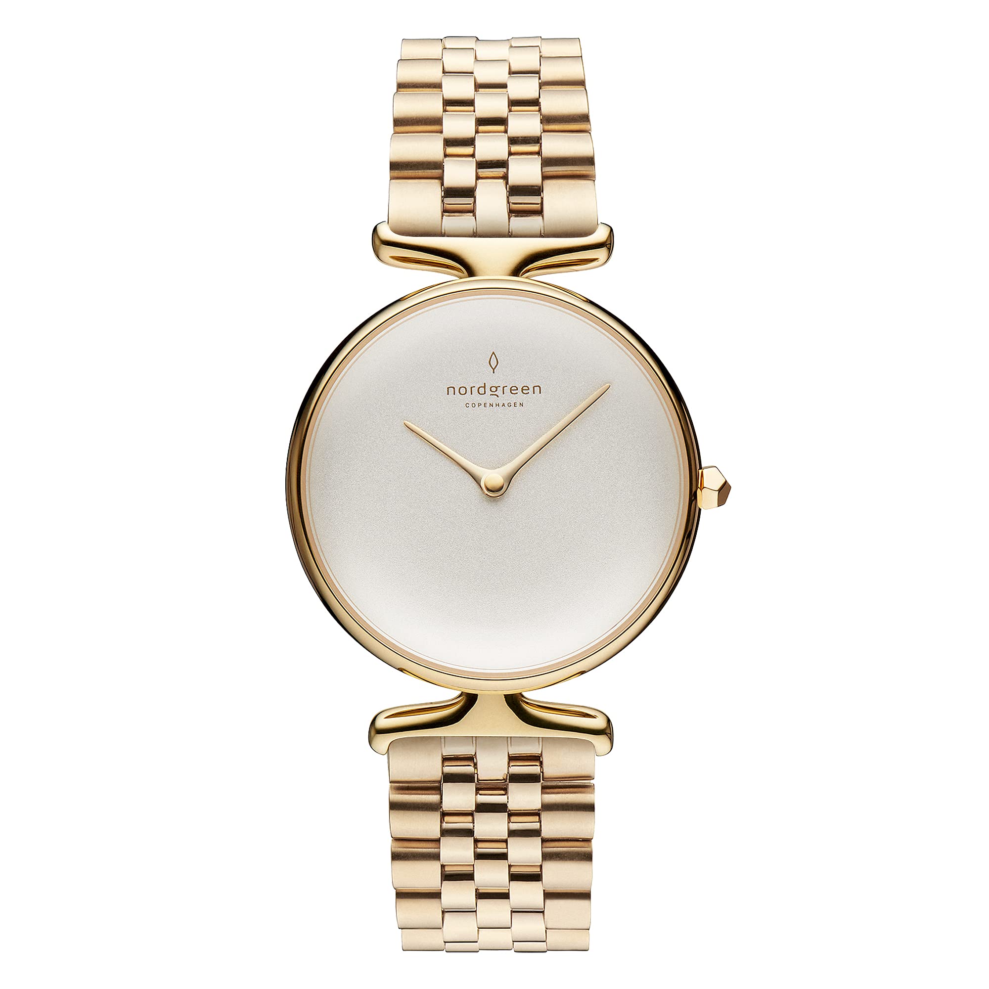 Nordgreen Unika Scandinavian Gold Women's Analog 28mm (Small) Watch with White Dial and 5-Link Strap